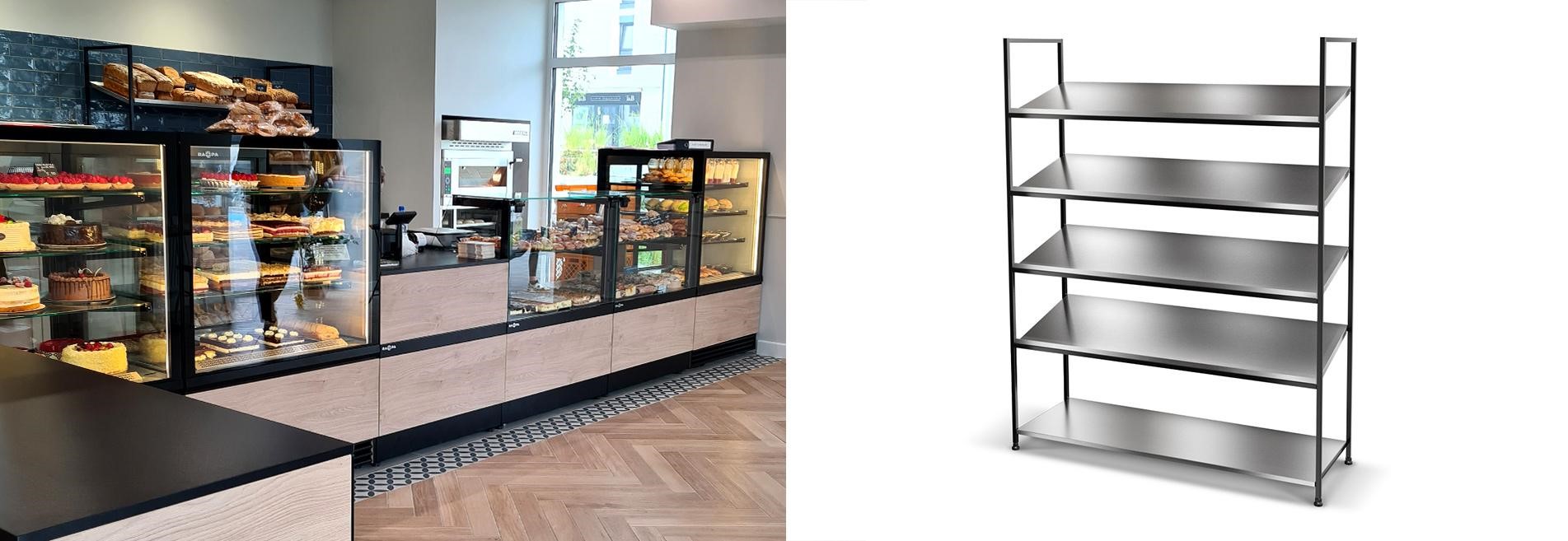 Regał sklepowy o minimalistycznej konstrukcji