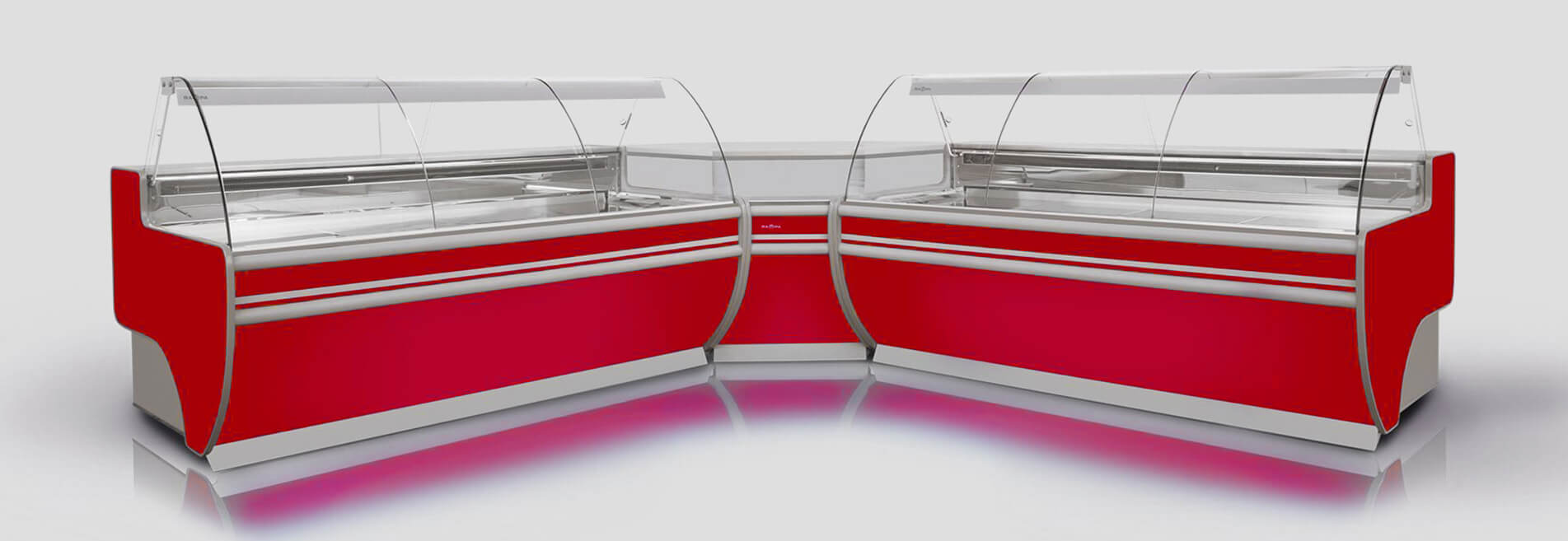Standard refrigerated counters with corner cash counter 